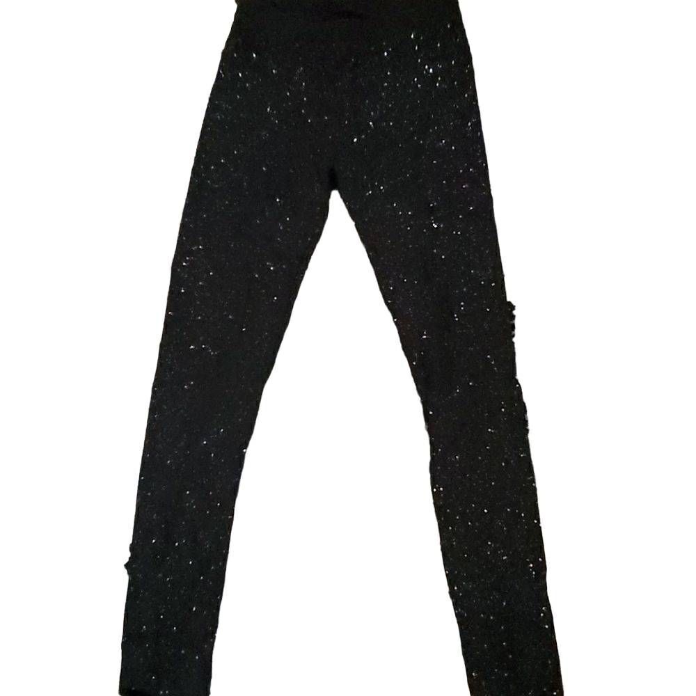 Cat & Jack Girls Size 10/12 Black Glitter Leggings